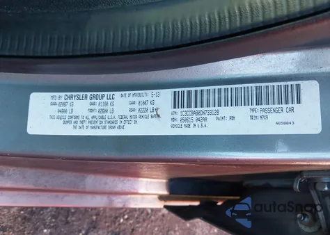 2013 Chrysler 200 Lx из США, поврежденный, VIN 1C3CCBAB0DN733128